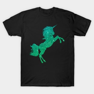 Green Ombre Faux Glitter Unicorn T-Shirt